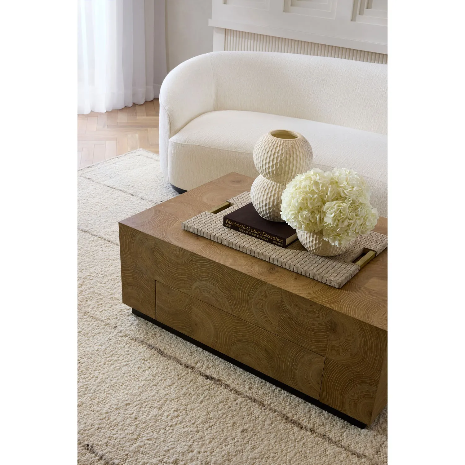 Kellen Decorative Tray with Handles - Taupe, Suede