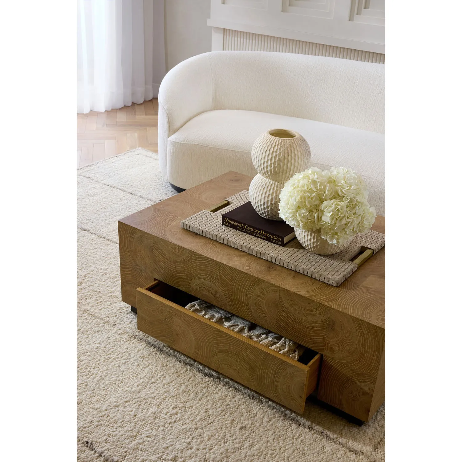 Kellen Decorative Tray with Handles - Taupe, Suede