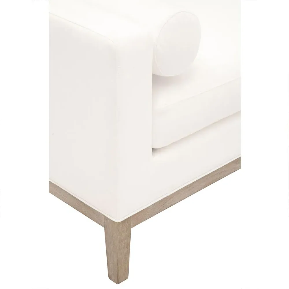 Kelly Bedroom Bench with Bolster Pillows - White, Oak