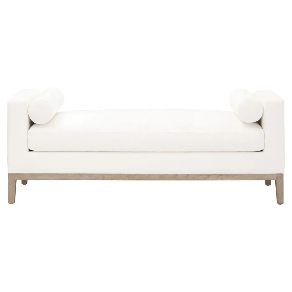 Kelly Bedroom Bench with Bolster Pillows - White, Oak image