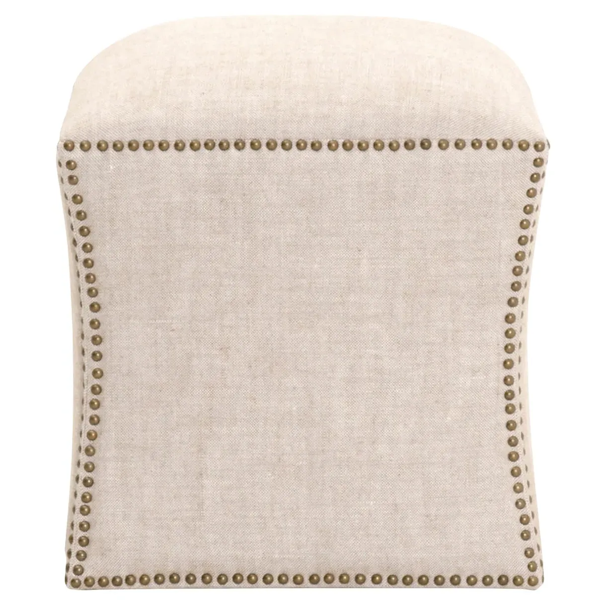 Kelly Square Ottoman with Nailhead Trim - Cream