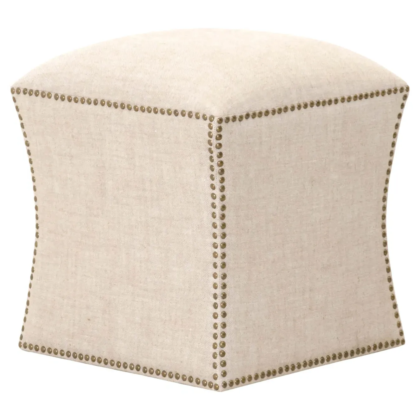 Kelly Square Ottoman with Nailhead Trim - Cream image