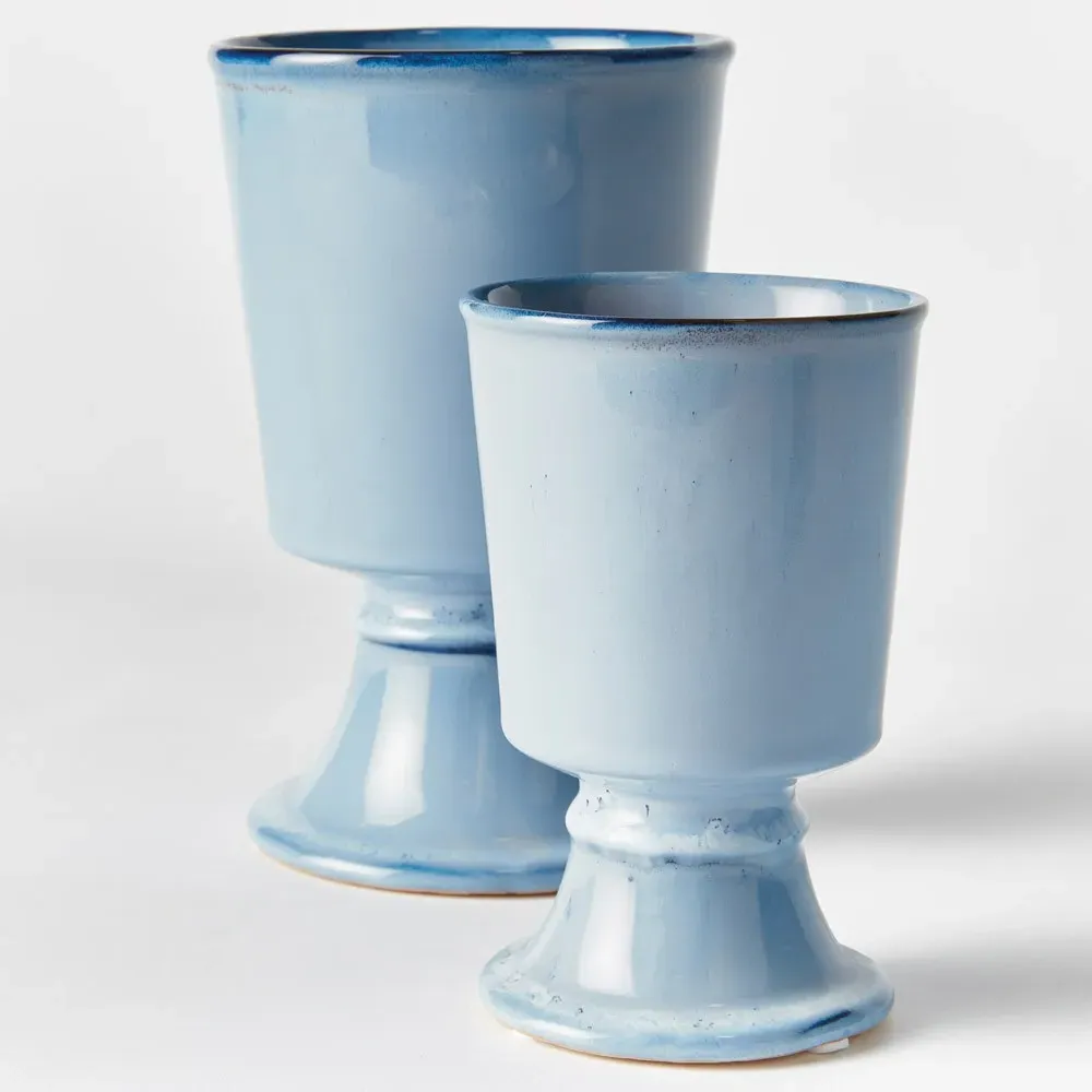 Kelsey Footed Outdoor Planter Set - Blue, Stoneware