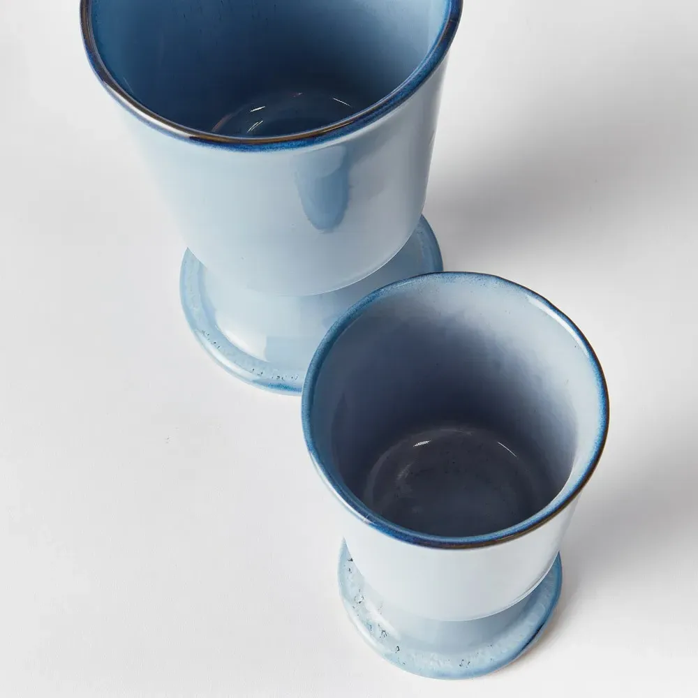 Kelsey Footed Outdoor Planter Set - Blue, Stoneware