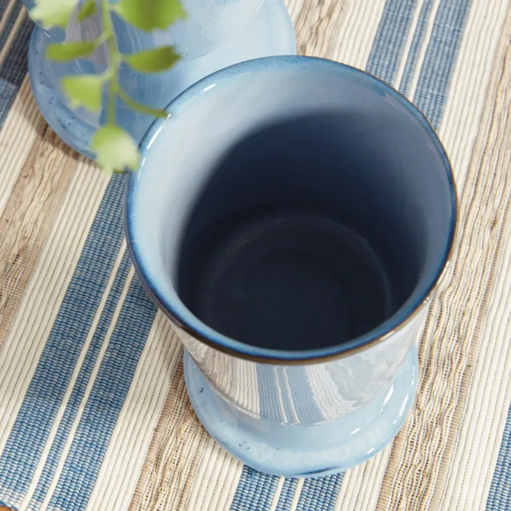 Kelsey Footed Outdoor Planter Set - Blue, Stoneware