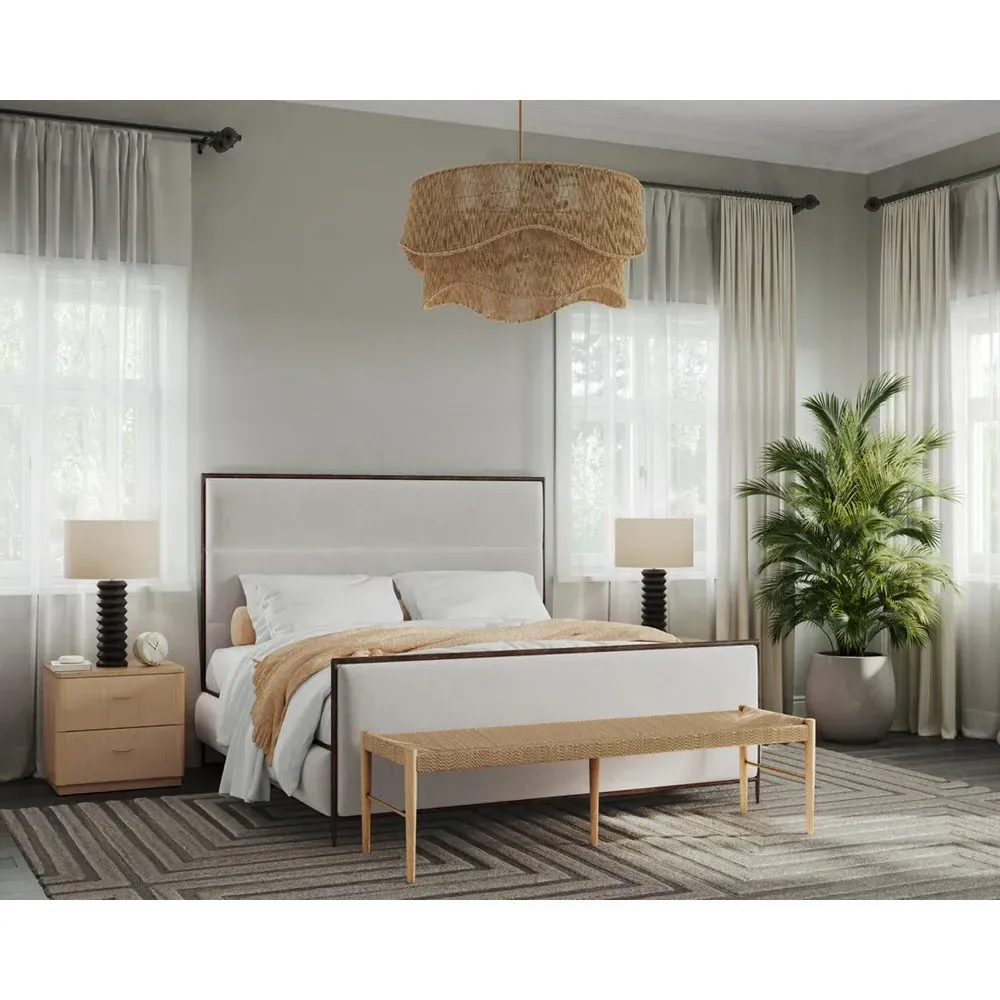 Kenan Rope Bench - Brown, Oak