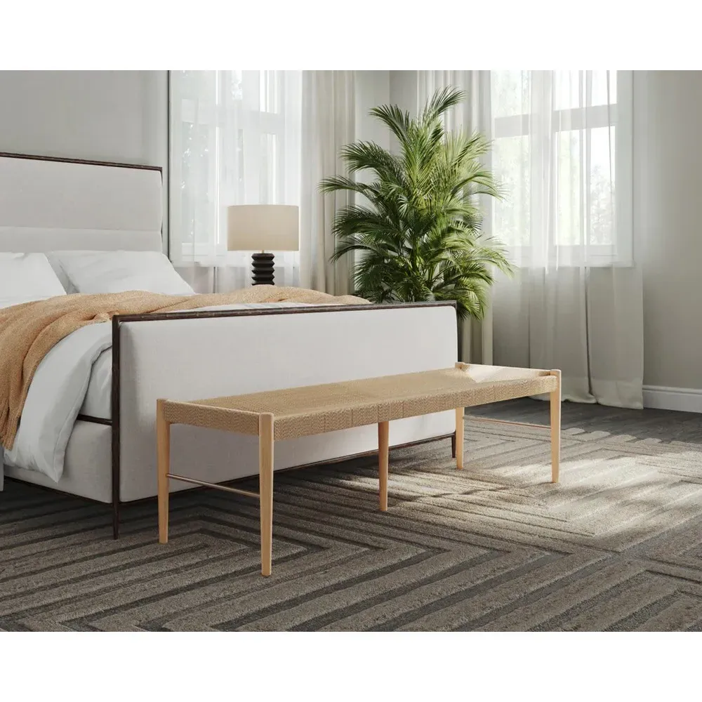 Kenan Rope Bench - Brown, Oak