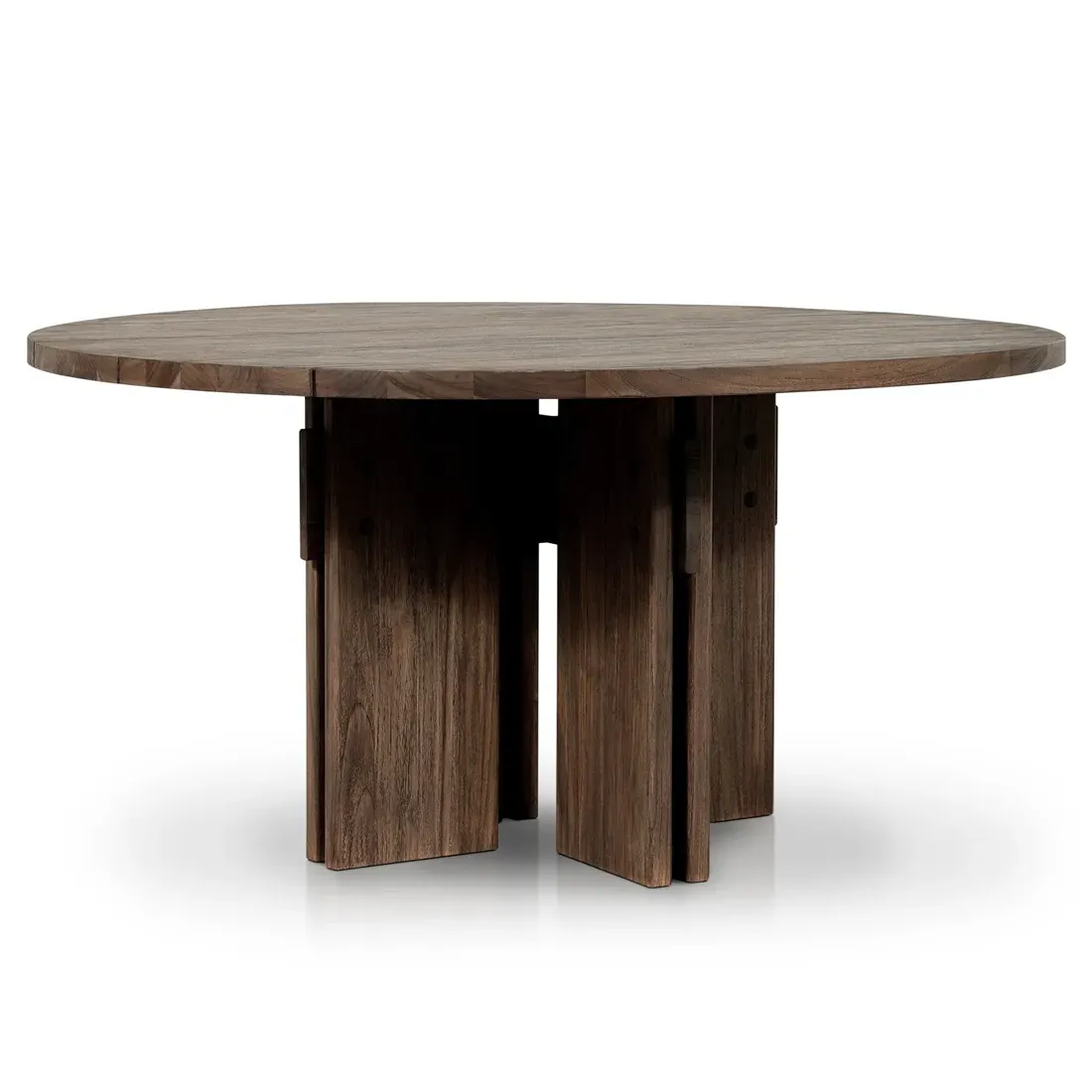 Kendall Round Outdoor Dining Table - Brown, Teak
