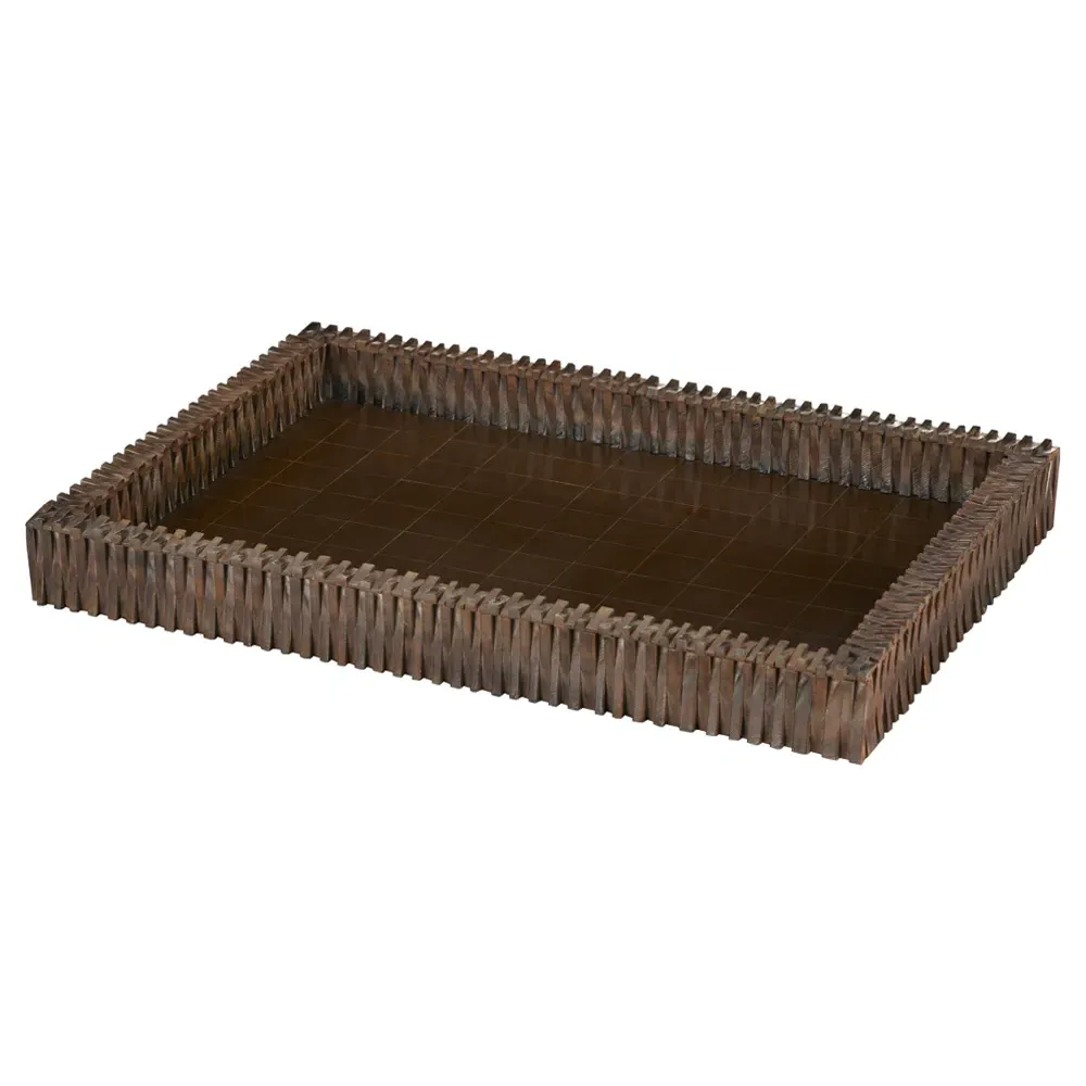 Kendari Rectangular Decorative Tray - Brown, Horn image
