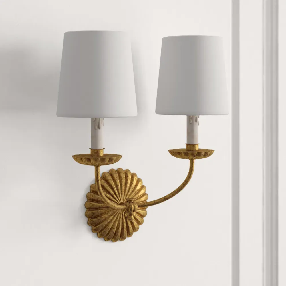 Kendra 2 Shades Wall Sconce - Antique Gold