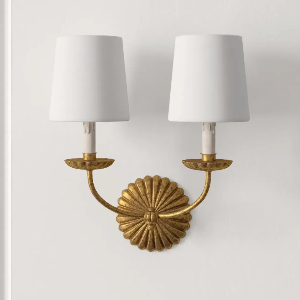 Kendra 2 Shades Wall Sconce - Antique Gold