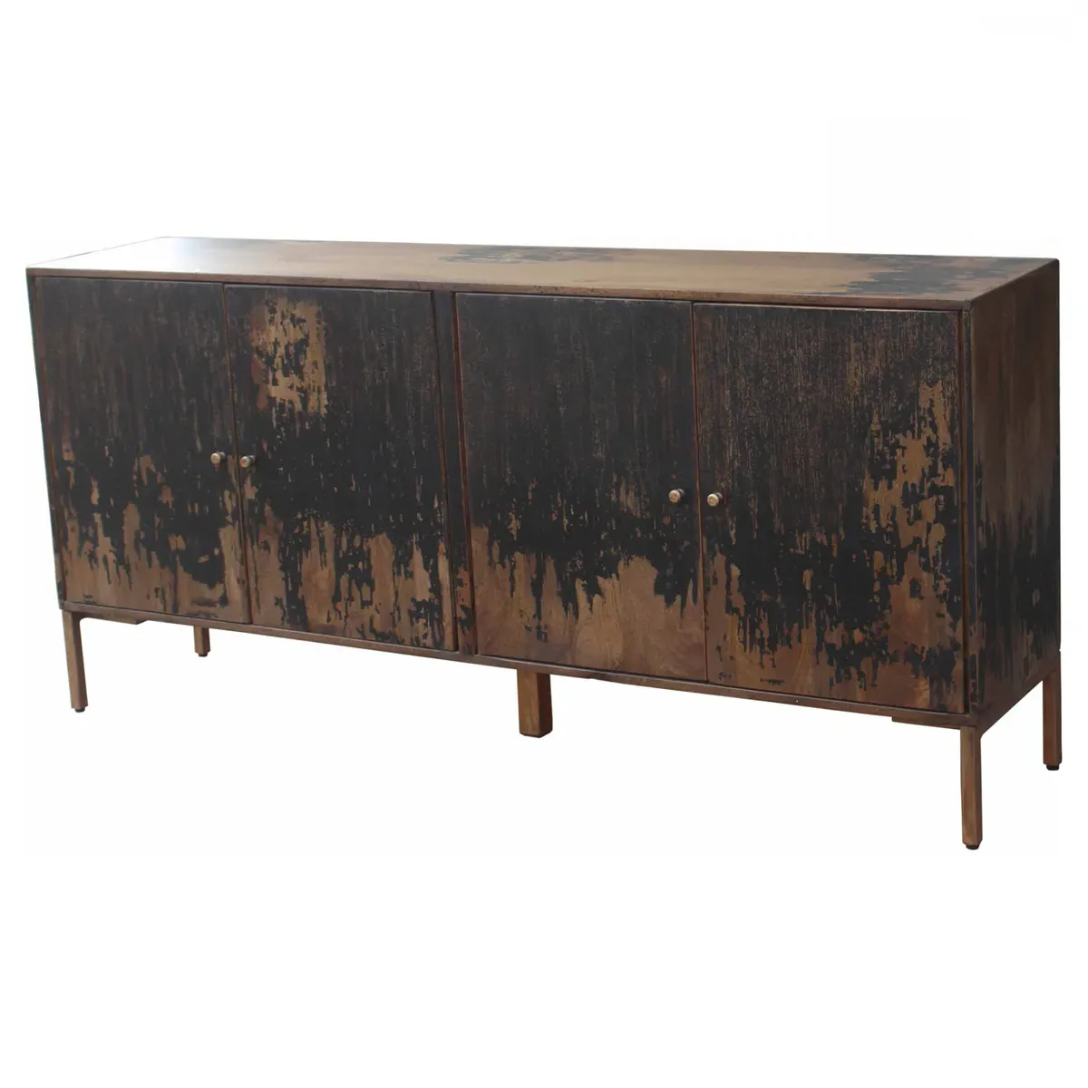 Kennan 4 Door Sideboard - Black, Mango Wood