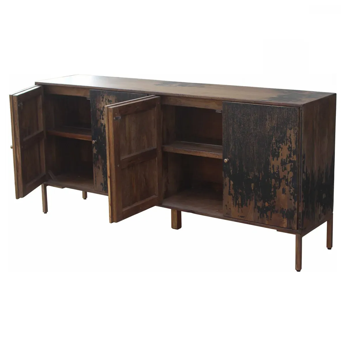 Kennan 4 Door Sideboard - Black, Mango Wood