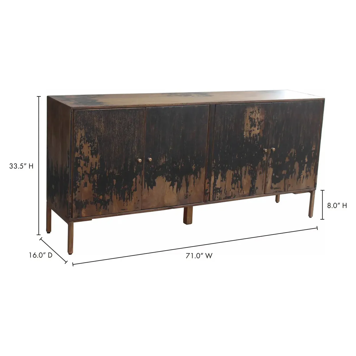 Kennan 4 Door Sideboard - Black, Mango Wood
