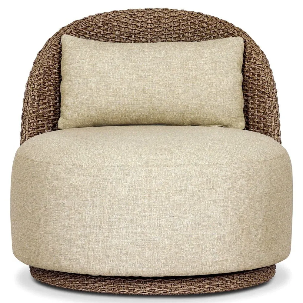 Kennedy Swivel Accent Chair - Brown, Woven Polyethylene