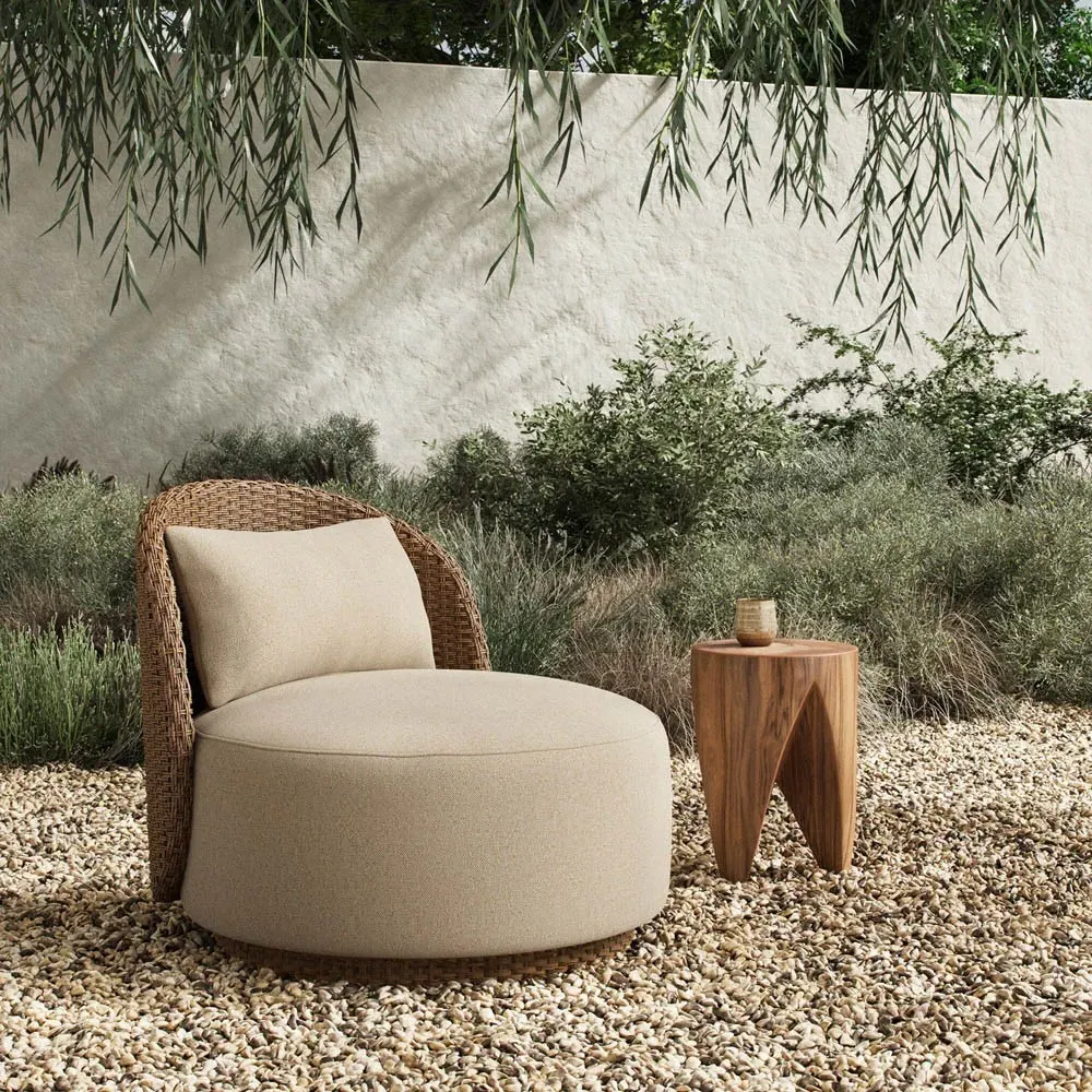 Kennedy Swivel Accent Chair - Brown, Woven Polyethylene