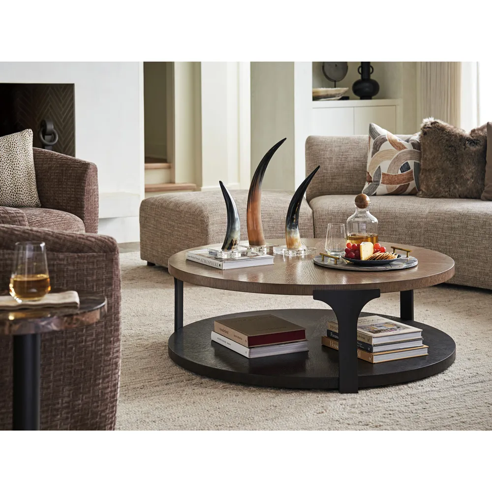 Kenya Round 2 Tier Coffee Table - Brown, Oak