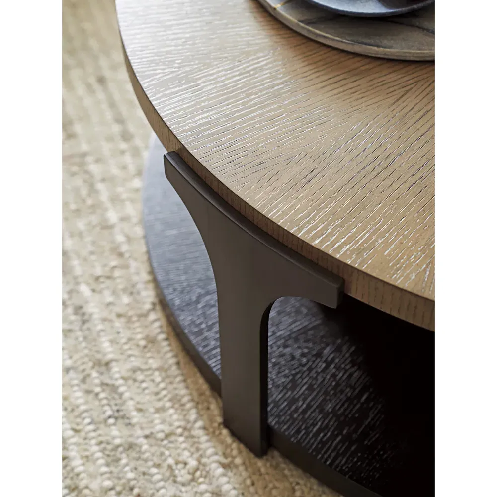 Kenya Round 2 Tier Coffee Table - Brown, Oak