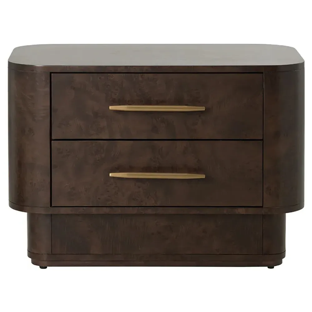 Kenzo Wide Nightstand - Brown, Burl Veneer image