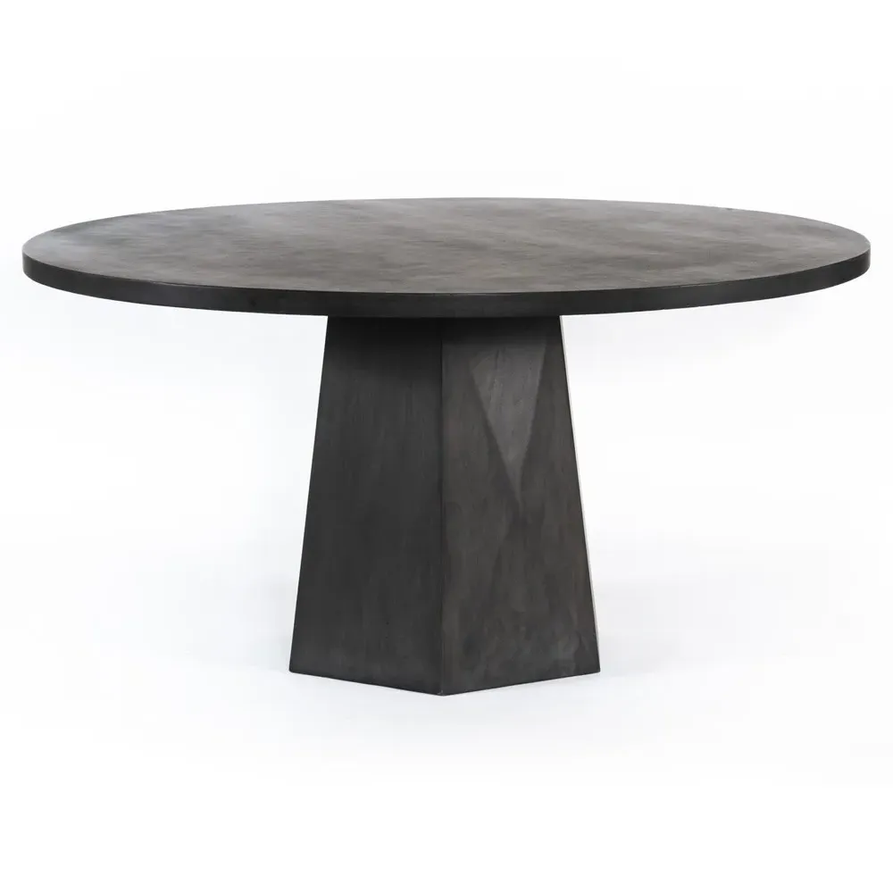 Kesling Round Pedestal Dining Table - Black, Mango Wood
