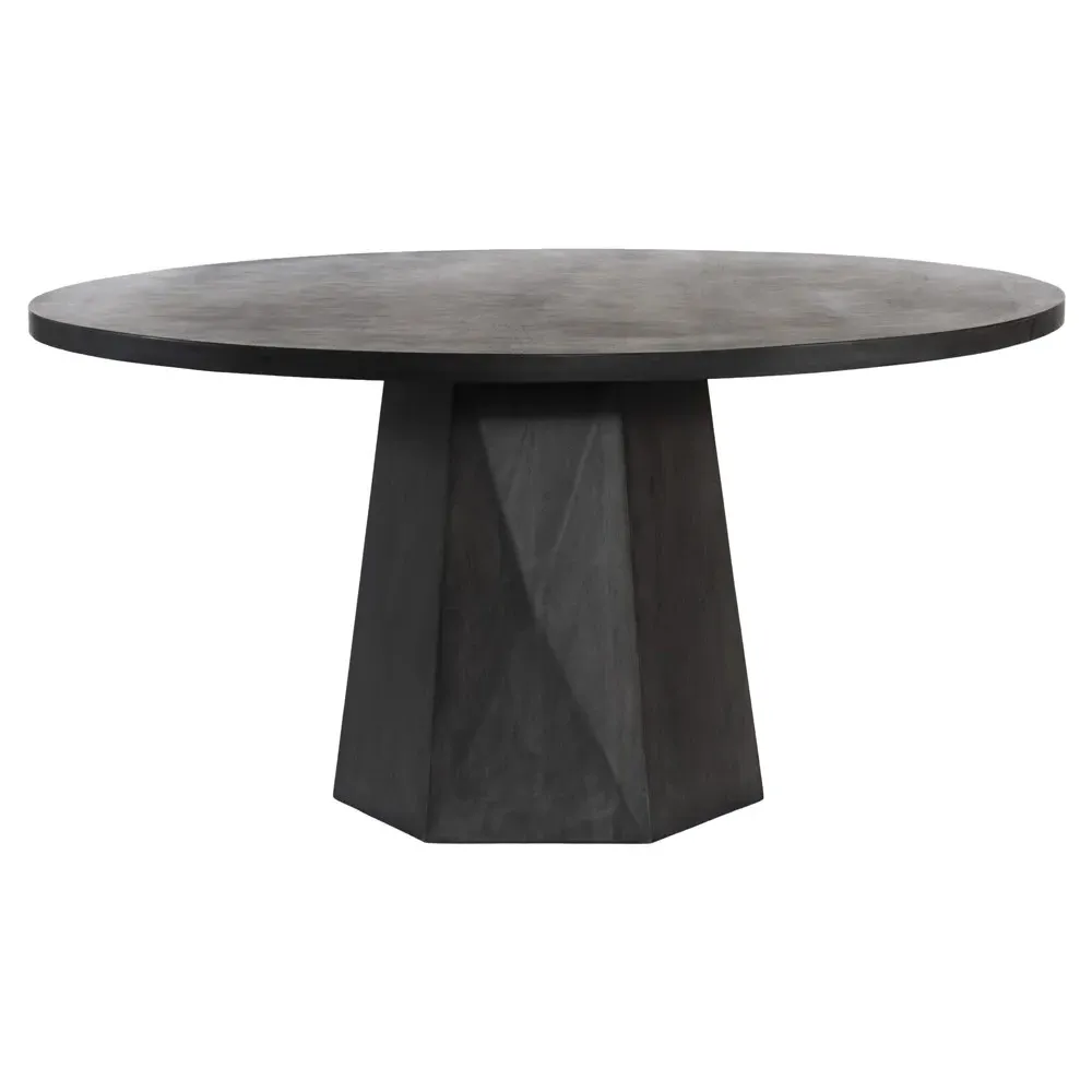 Kesling Round Pedestal Dining Table - Black, Mango Wood image