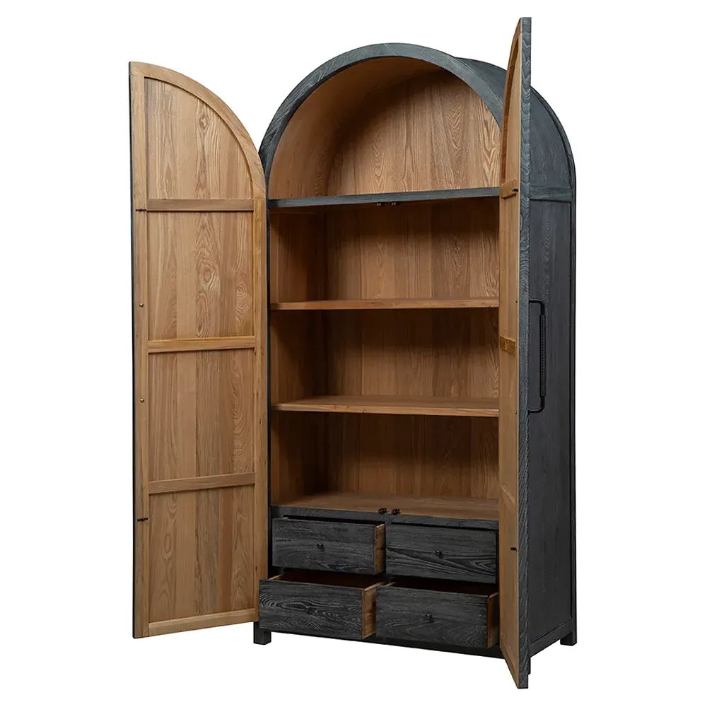 Kevin Arched Cabinet with Storage - Grey, Wood