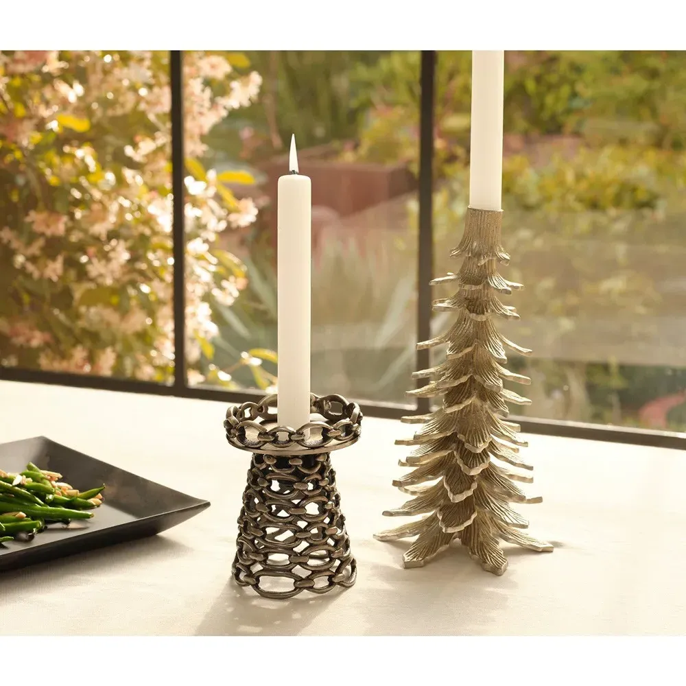 Kevin Large Candlestick Holder Set - Silver, Aluminum