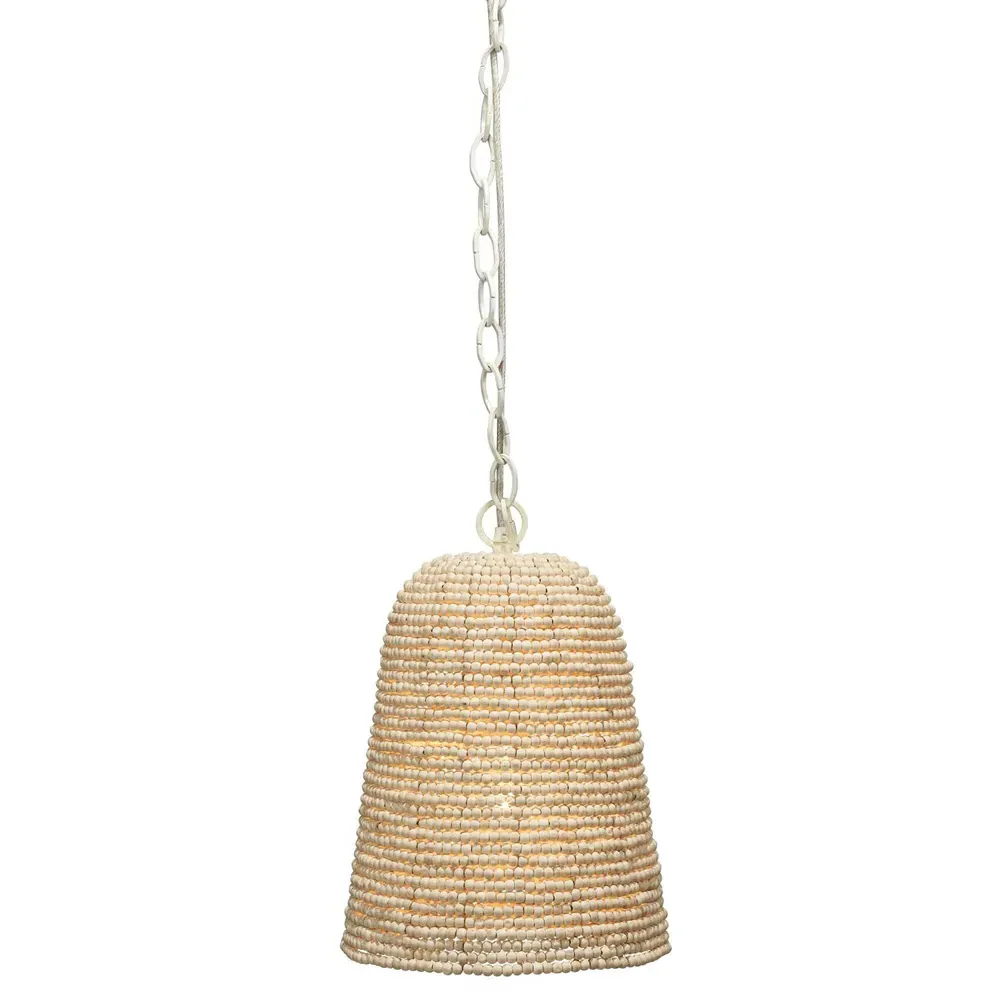 Kevin Single Pendant Light - Off White, Mango Wood