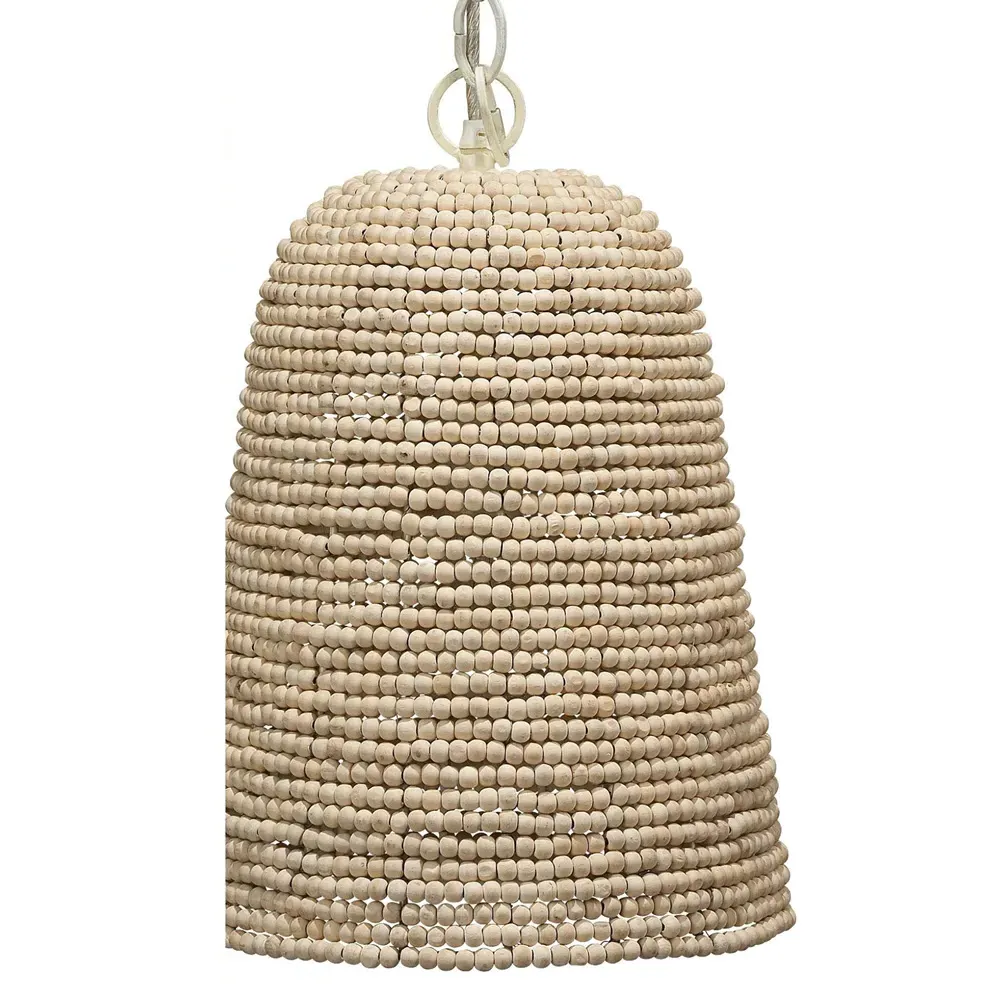 Kevin Single Pendant Light - Off White, Mango Wood