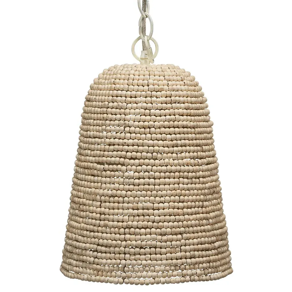 Kevin Single Pendant Light - Off White, Mango Wood image