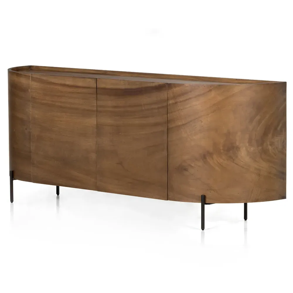 Khalil Curved Sideboard - Dark Brown, Wood