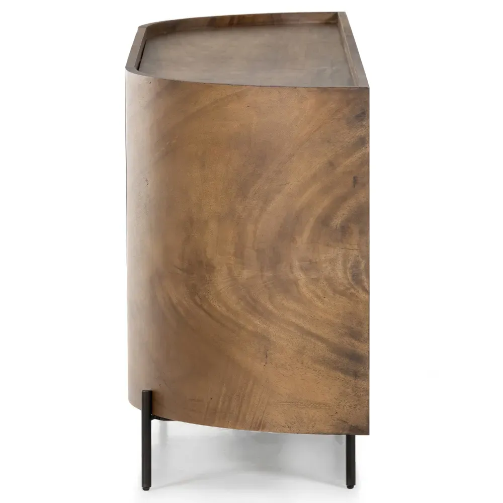 Khalil Curved Sideboard - Dark Brown, Wood