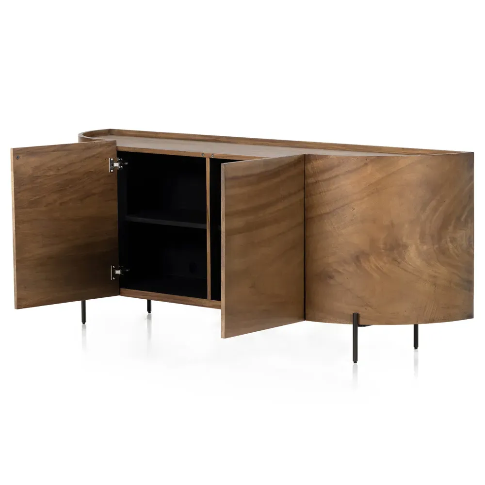 Khalil Curved Sideboard - Dark Brown, Wood