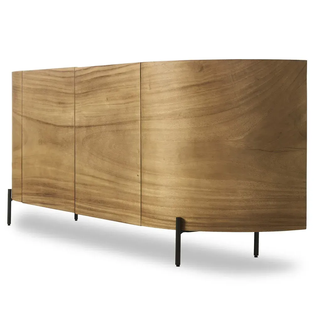 Khalil Curved Sideboard - Light Brown, Wood