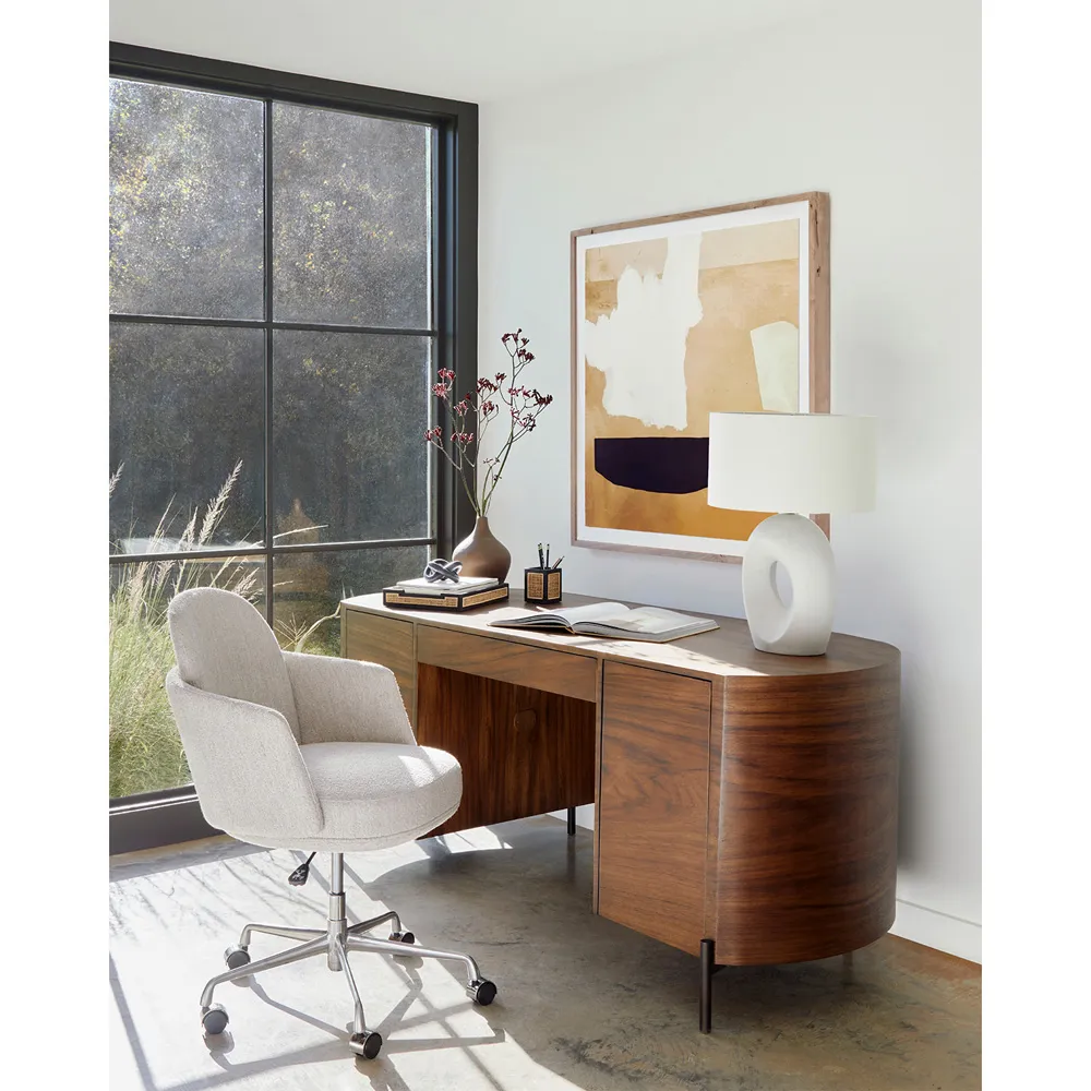 Khalil Demilune Executive Desk - Dark Brown, Wood