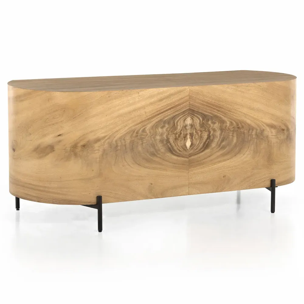 Khalil Executive Desk with Storage - Brown, Guanacaste Wood