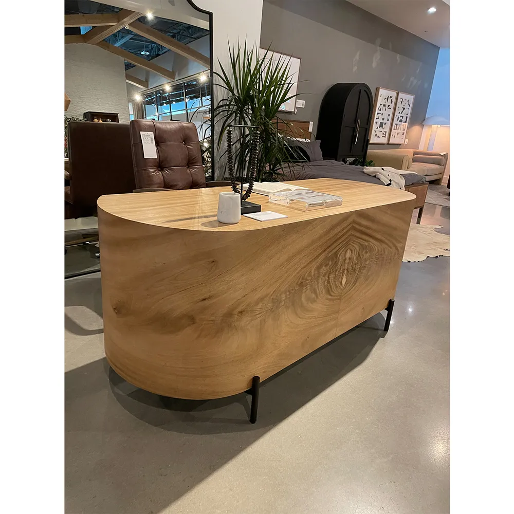 Khalil Executive Desk with Storage - Brown, Guanacaste Wood