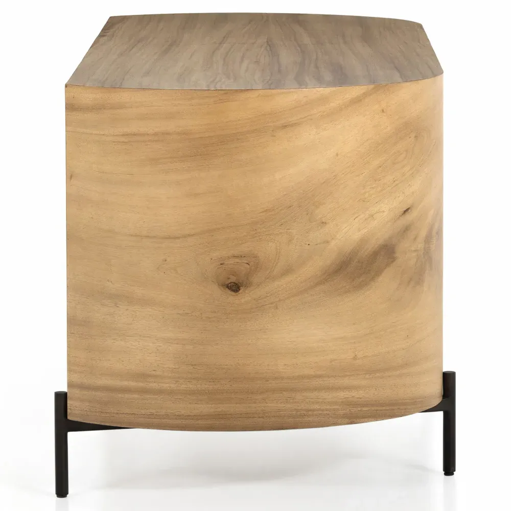 Khalil Executive Desk with Storage - Brown, Guanacaste Wood