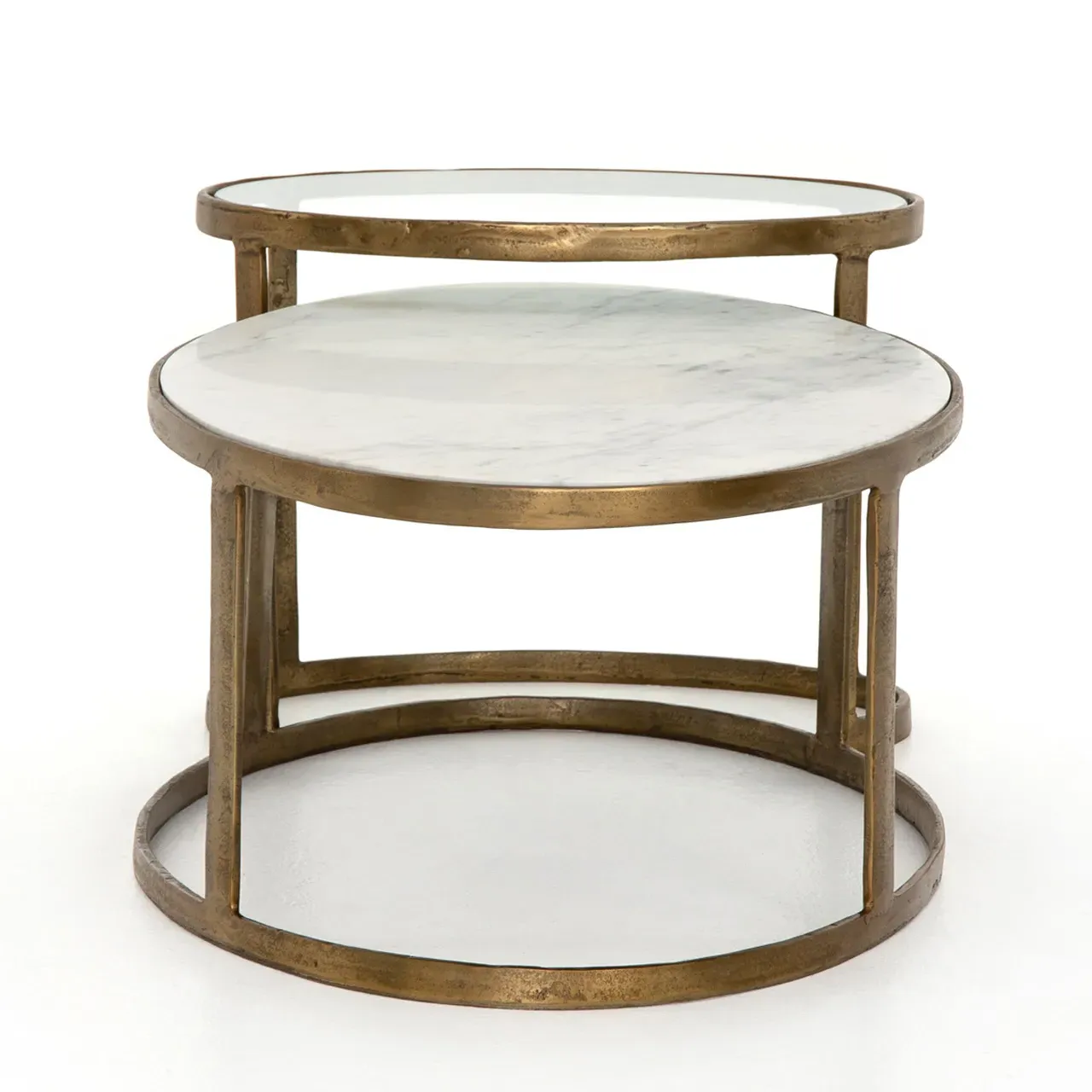 Khari Oval Nesting Coffee Tables - White, Marble