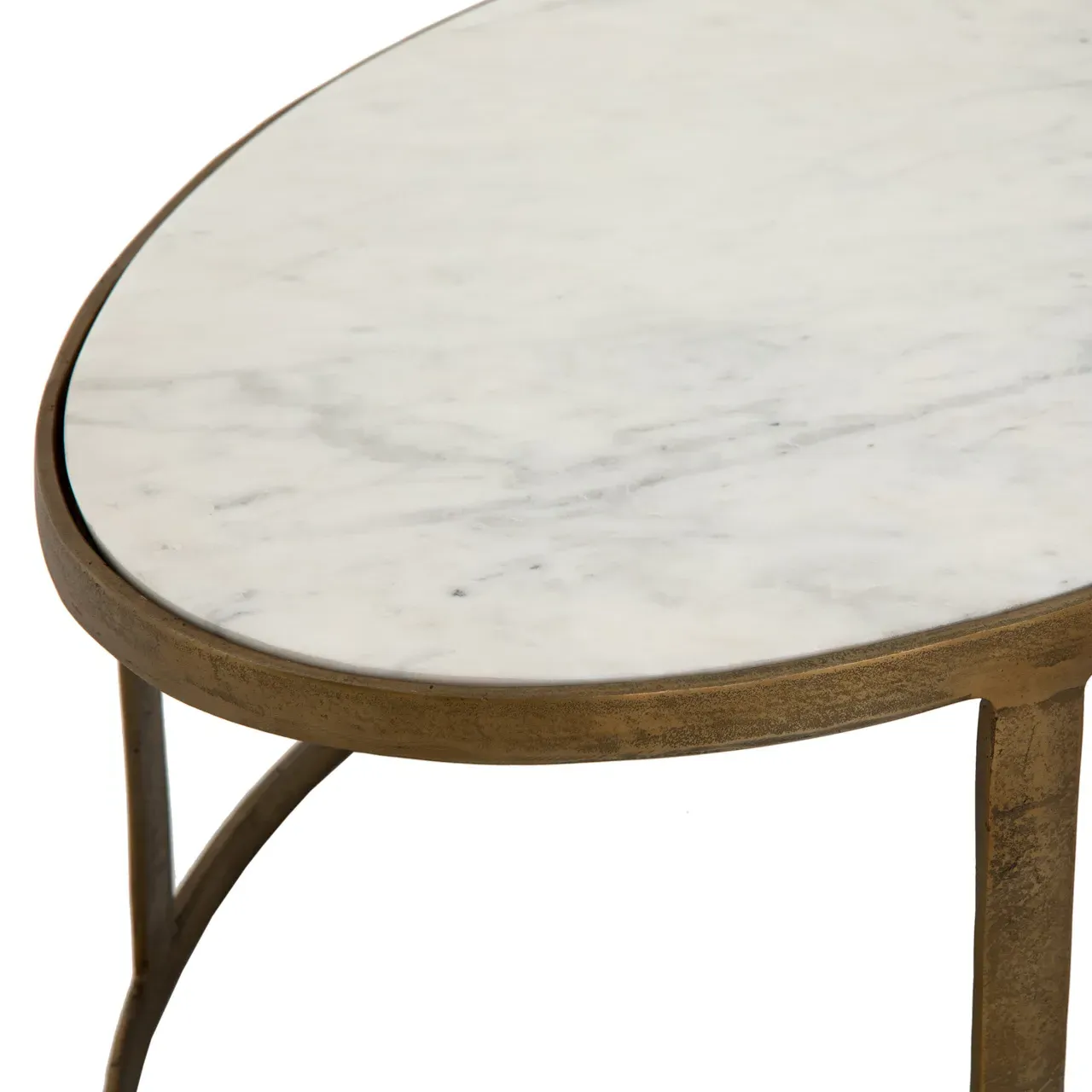 Khari Oval Nesting Coffee Tables - White, Marble