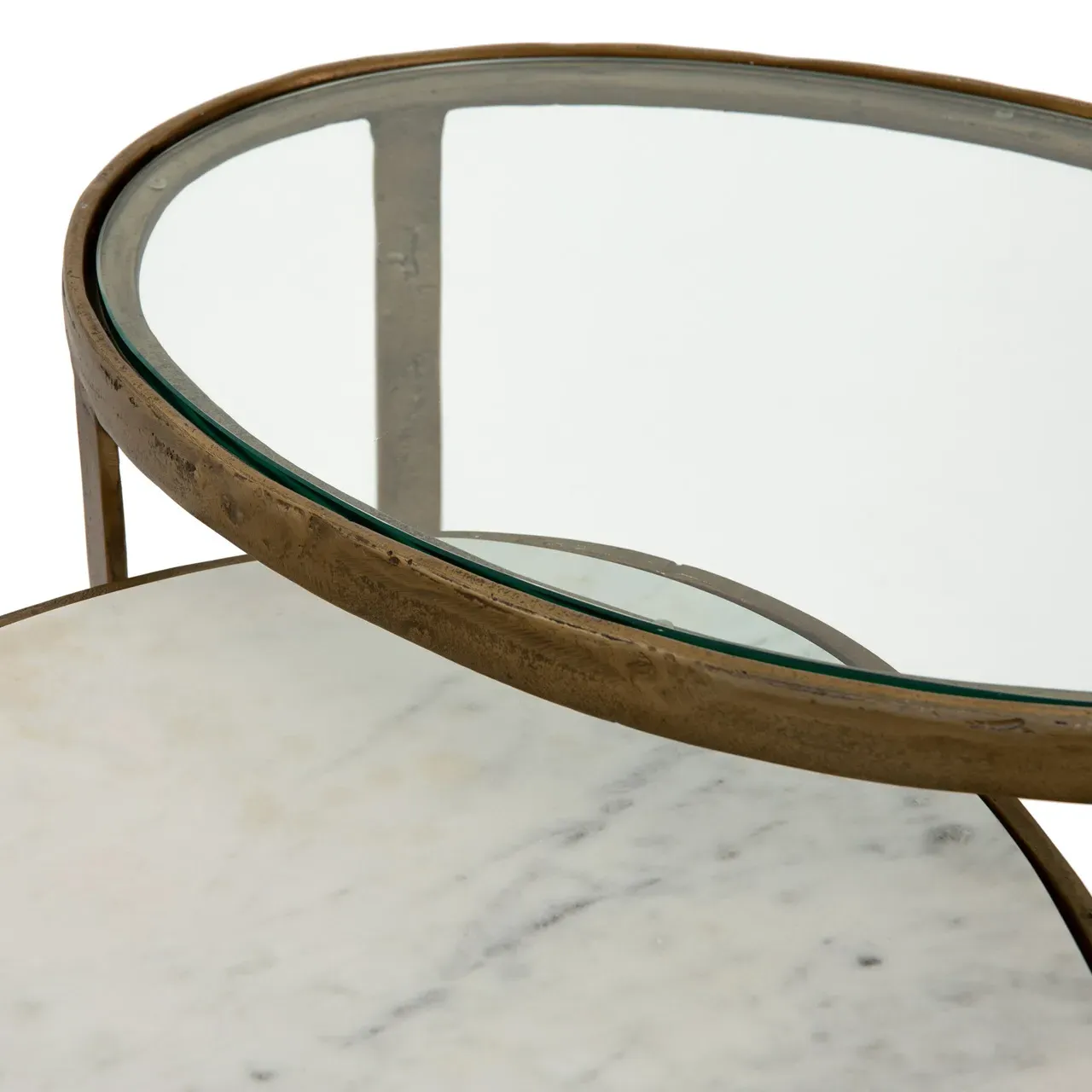 Khari Oval Nesting Coffee Tables - White, Marble