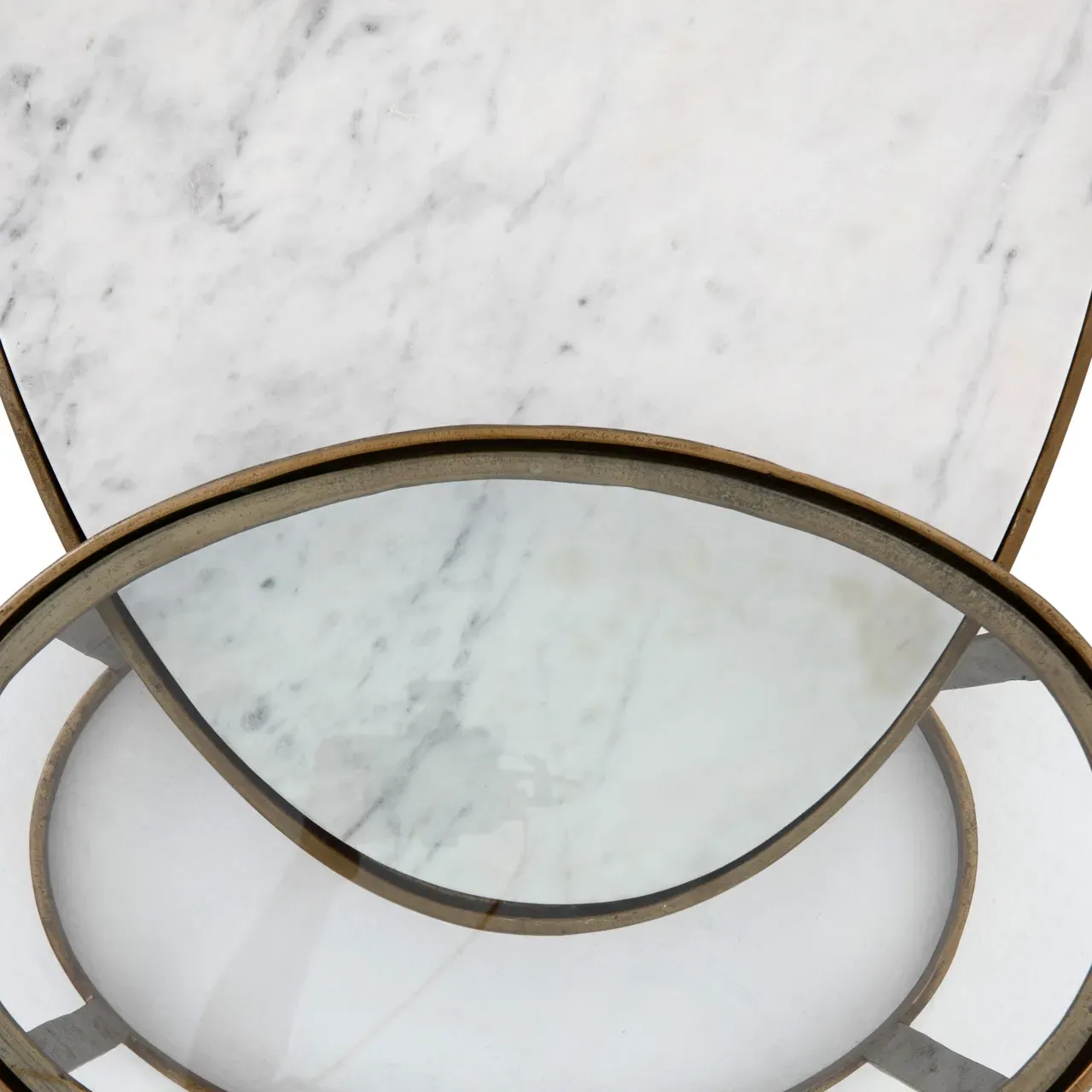 Khari Oval Nesting Coffee Tables - White, Marble
