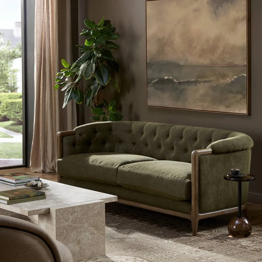 Khloe Tufted Sofa - Green, Parawood