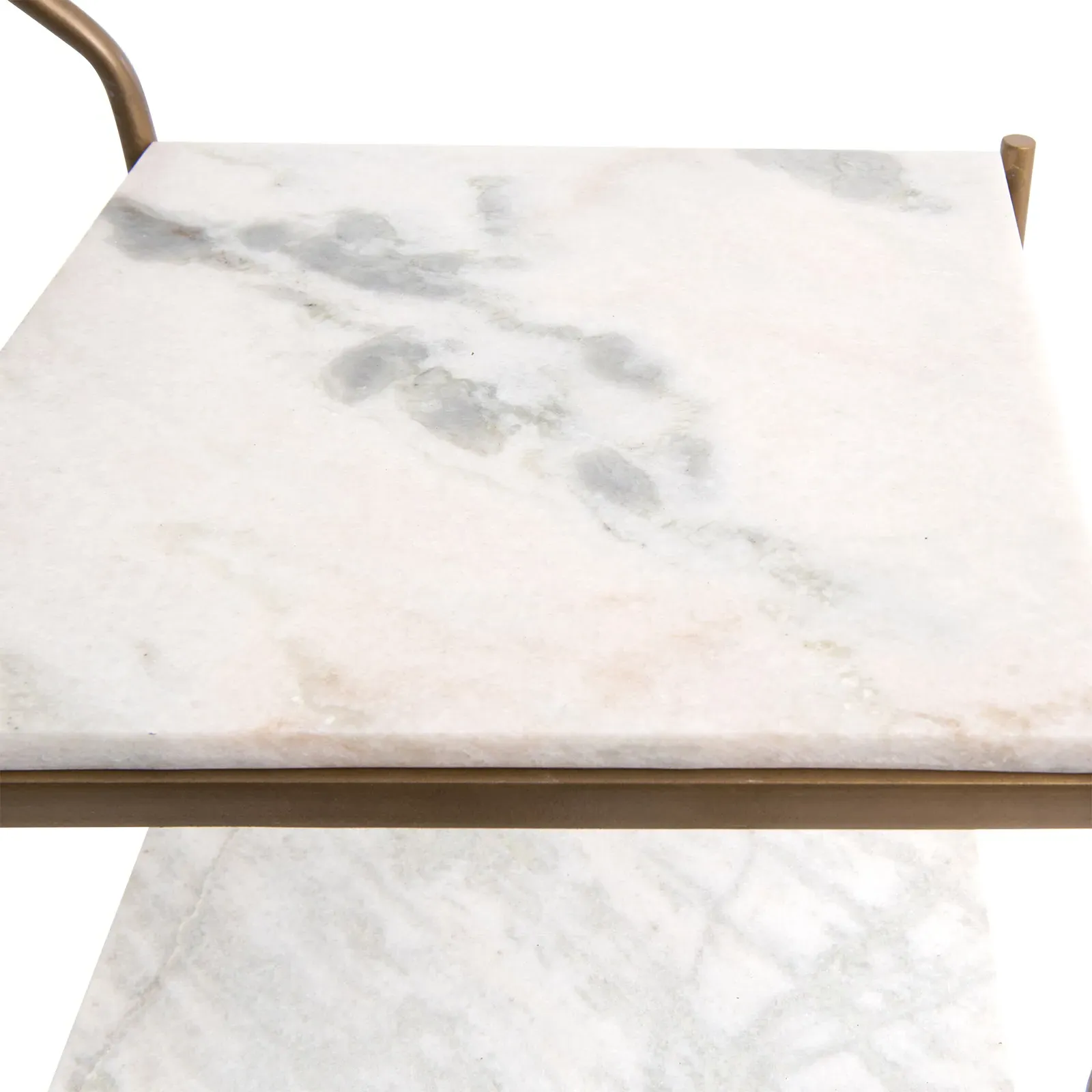 Kian 3-Tier Bar Cart - White, Marble