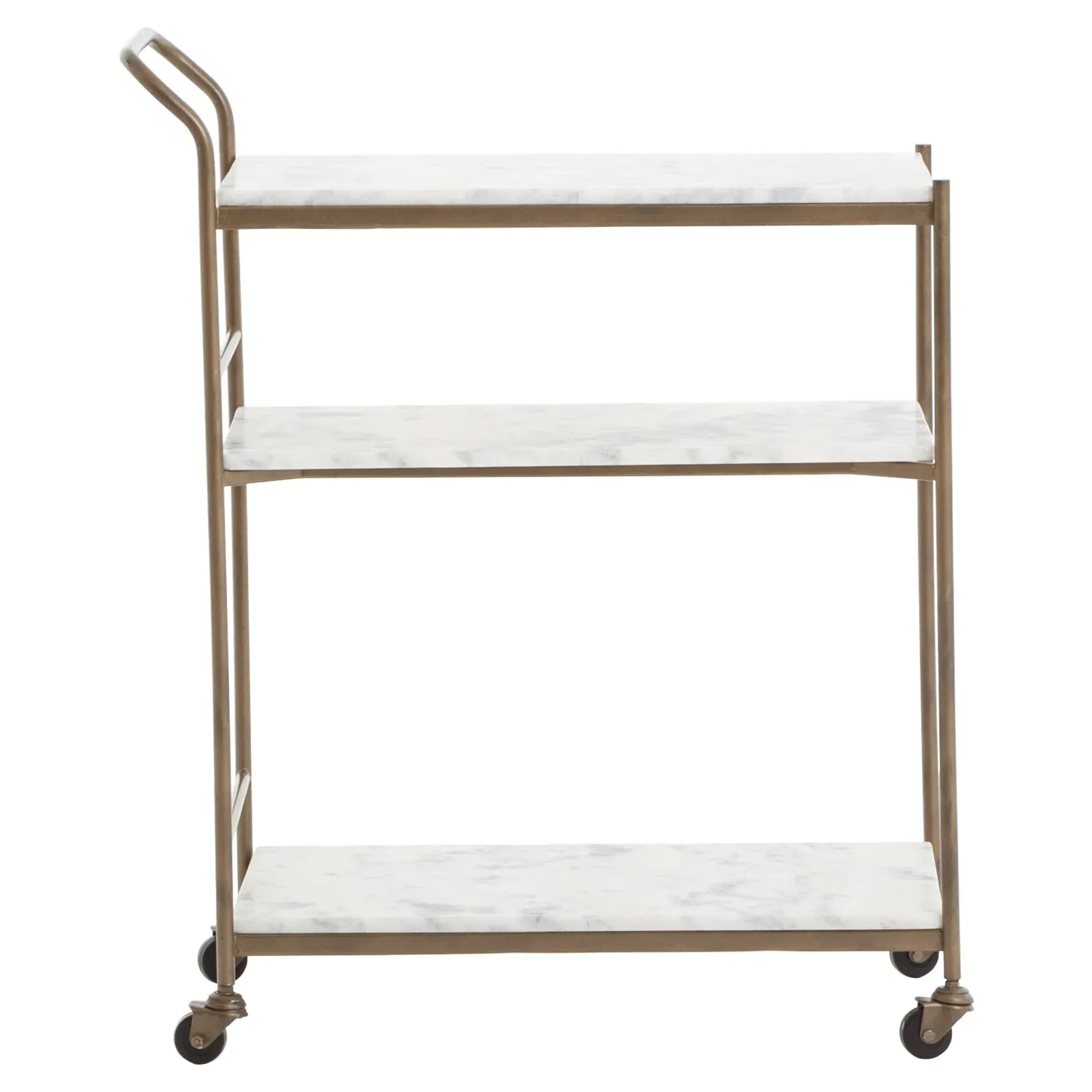 Kian 3-Tier Bar Cart - White, Marble