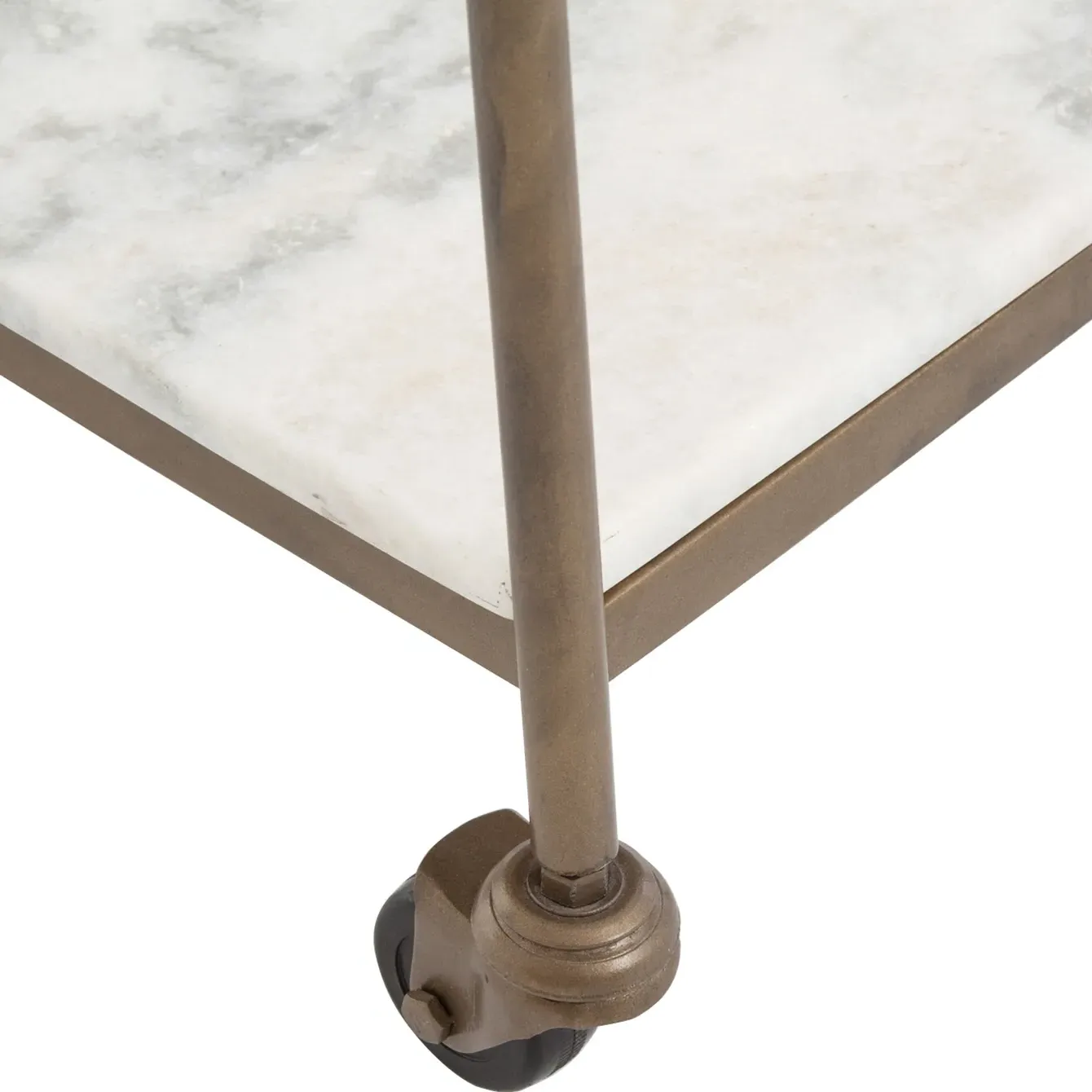 Kian 3-Tier Bar Cart - White, Marble