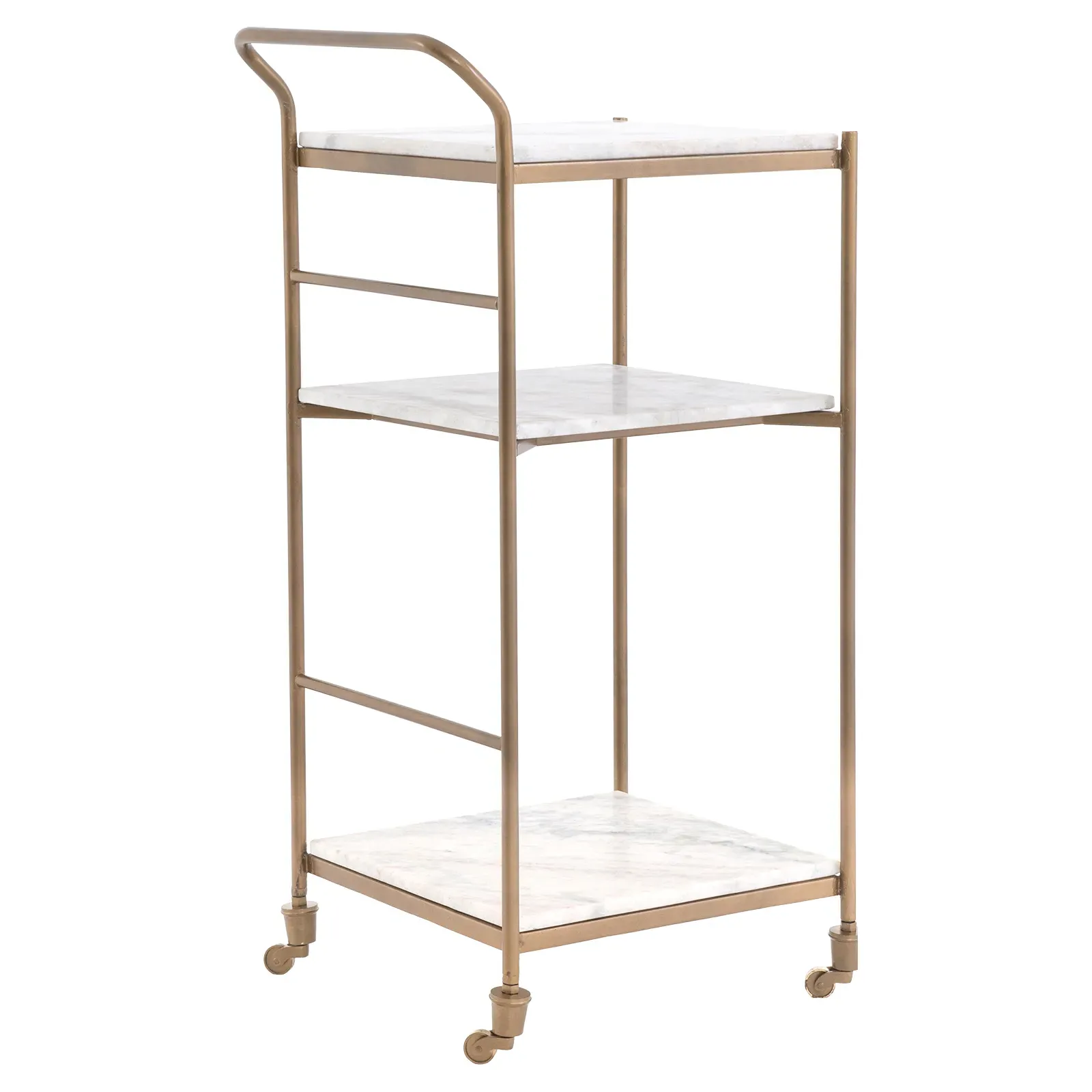 Kian 3-Tier Bar Cart - White, Marble image