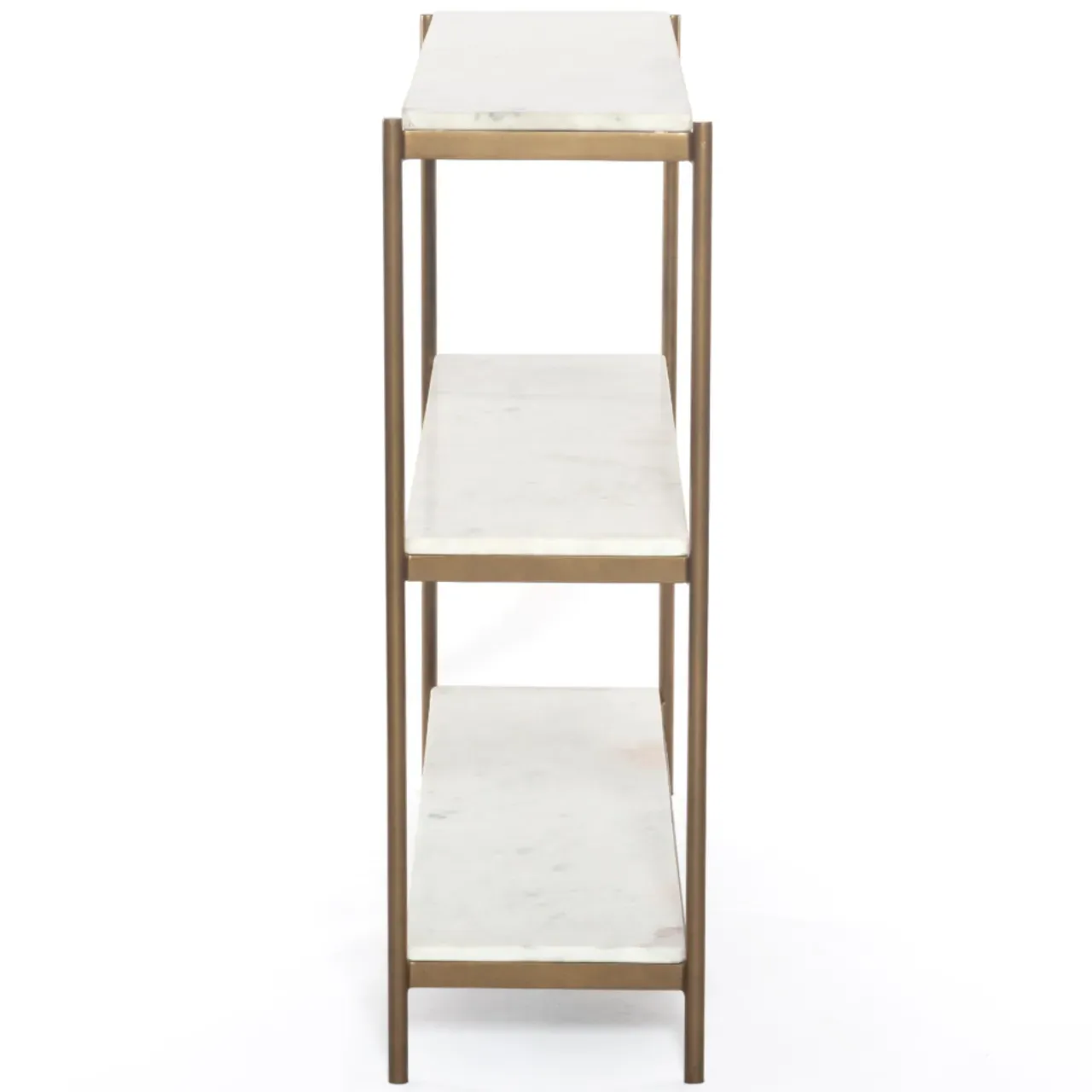 Kian Console Table with Open Shelves - Antique Gold, Marble