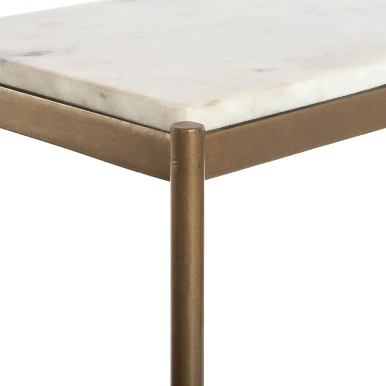 Kian Console Table with Open Shelves - Antique Gold, Marble