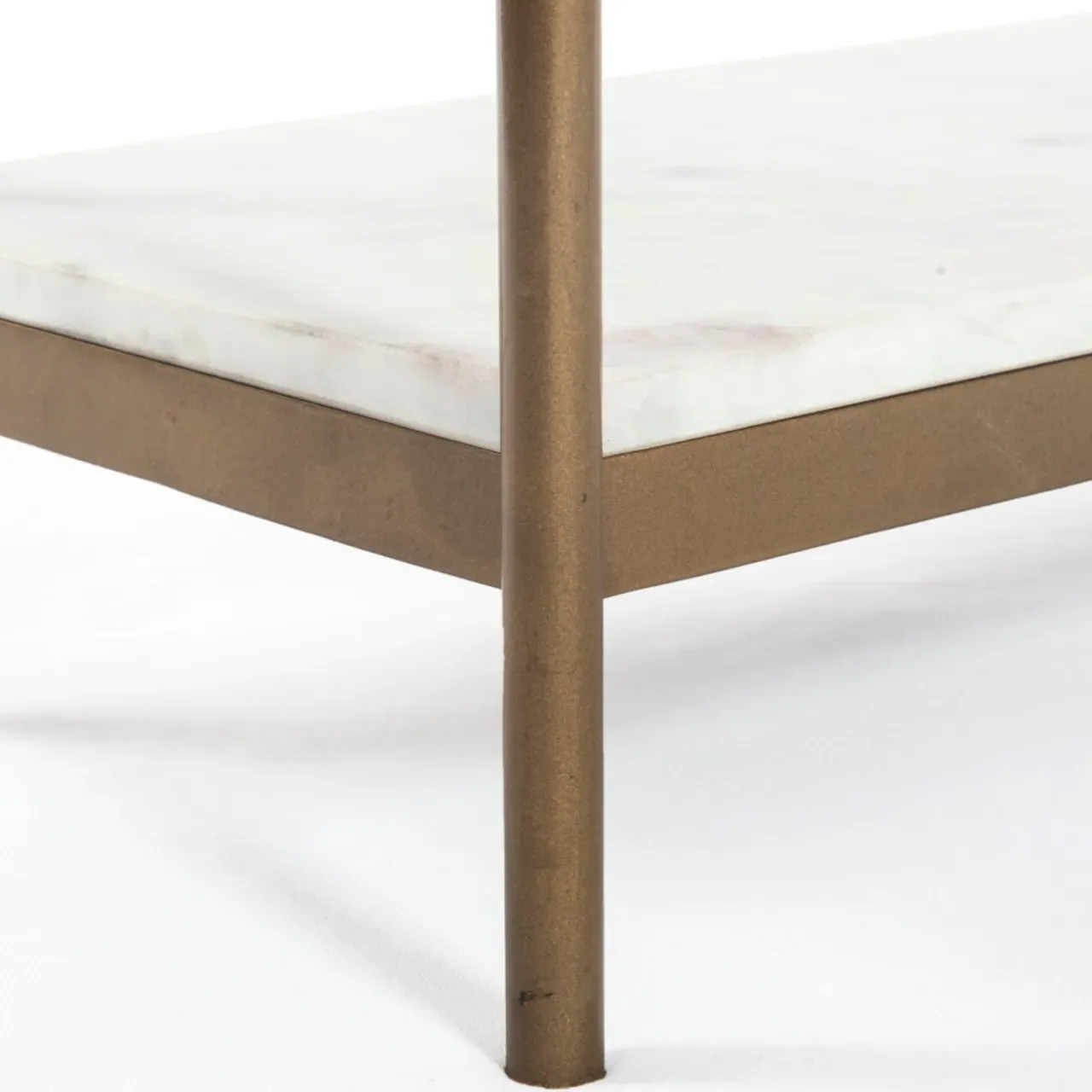 Kian Console Table with Open Shelves - Antique Gold, Marble